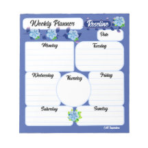 Blue Flowers Weekekly Planner Notepad