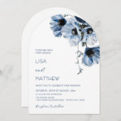 Blue Flowers White Einladung (Vorne/Hinten)