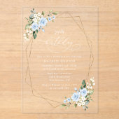 Blue Flowers, White Flowers, Greenery, Birthday Acryleinladungen (Vorderseite)