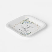 Blue Flowers, White Flowers, Greenery, Birthday Pappteller (Gewinkelt)