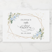 Blue Flowers, White Flowers, Greenery, Birthday Schaumweinetikett (Einzelnes Label)