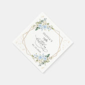 Blue Flowers, White Flowers, Greenery, Birthday Serviette (Ecke)