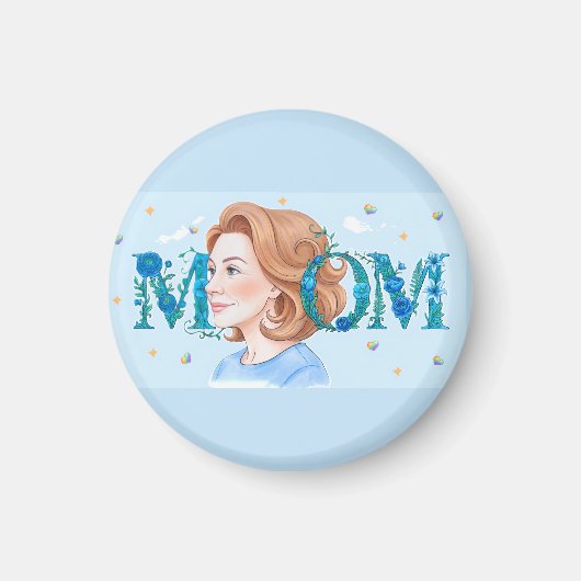 Blue Flowery Mom Magnet (Vorne)