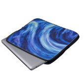 Blue Flowing Abstract Art Laptop Cover Sleeve (Vorne Knopf)