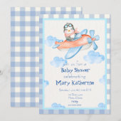 Blue Flugzeug Baby Boy Dusche Einladung (Vorne/Hinten)