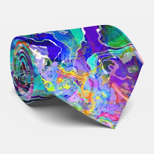 Blue Fluid Abstrakt Batik Ink Dye Krawatte (Gerollt)