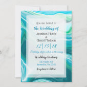 Blue Fluid Art Wedding Einladung (Vorderseite)