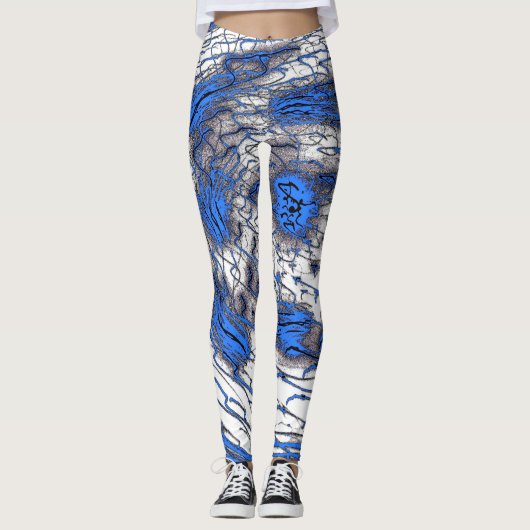 Blue Fluid Motion Leggings (Vorderseite)