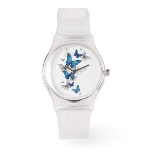 Blue Flying Butterflies Morpho Armbanduhr