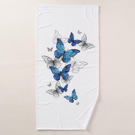 Blue Flying Butterflies Morpho Badehandtuch (Badehandtuch)