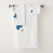 Blue Flying Butterflies Morpho Badhandtuch Set (Insitu)
