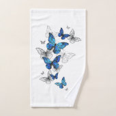Blue Flying Butterflies Morpho Badhandtuch Set (Handtuch)