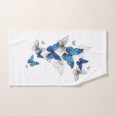 Blue Flying Butterflies Morpho Badhandtuch Set (Handtuch)