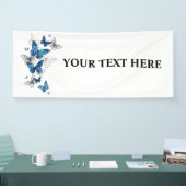 Blue Flying Butterflies Morpho Banner (Messe)