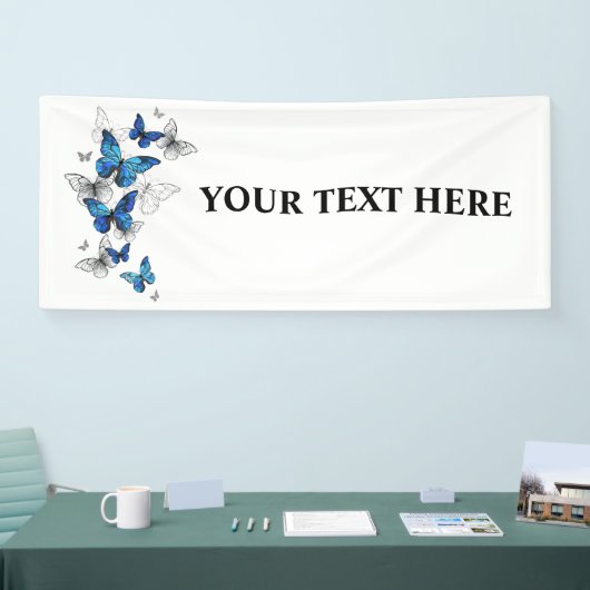 Blue Flying Butterflies Morpho Banner (Messe)