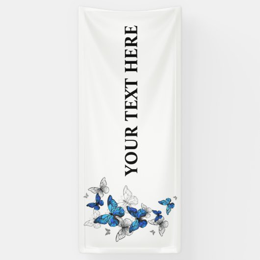 Blue Flying Butterflies Morpho Banner (Vertikal)