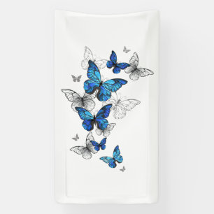 Blue Flying Butterflies Morpho Banner