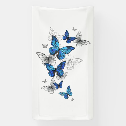 Blue Flying Butterflies Morpho Banner (Vertikal)