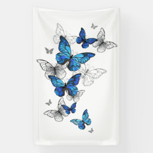 Blue Flying Butterflies Morpho Banner