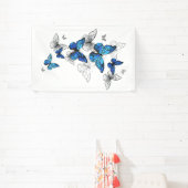Blue Flying Butterflies Morpho Banner (InSitu)