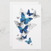 Blue Flying Butterflies Morpho Briefpapier (Vorne/Hinten)