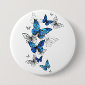 Blue Flying Butterflies Morpho Button (Vorderseite)