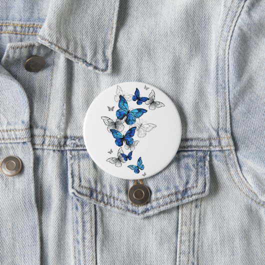 Blue Flying Butterflies Morpho Button (Beispiel)