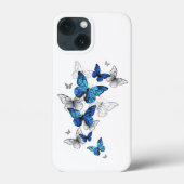 Blue Flying Butterflies Morpho Case-Mate iPhone Hülle (Rückseite)