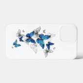 Blue Flying Butterflies Morpho Case-Mate iPhone Hülle (Rückseite (Horizontal))