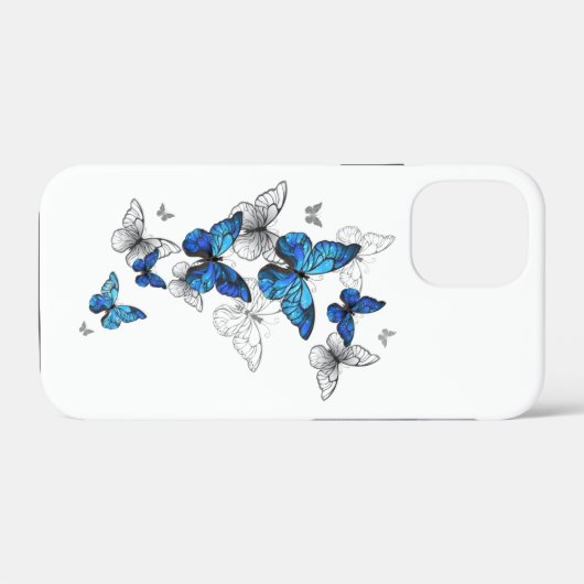 Blue Flying Butterflies Morpho Case-Mate iPhone Hülle (Rückseite (Horizontal))