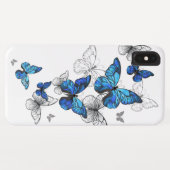 Blue Flying Butterflies Morpho Case-Mate iPhone Hülle (Rückseite (Horizontal))