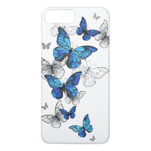 Blue Flying Butterflies Morpho Case-Mate iPhone Hülle (Rückseite)