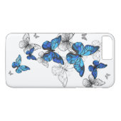 Blue Flying Butterflies Morpho Case-Mate iPhone Hülle (Rückseite (Horizontal))