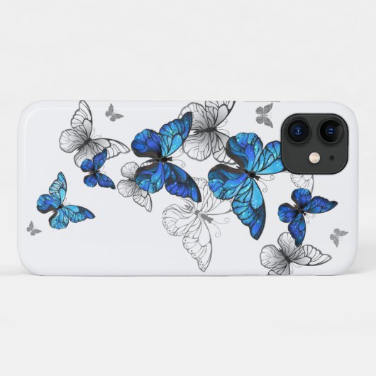Blue Flying Butterflies Morpho Case-Mate iPhone Hülle (Rückseite (Horizontal))