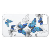Blue Flying Butterflies Morpho Case-Mate iPhone Hülle (Rückseite (Horizontal))