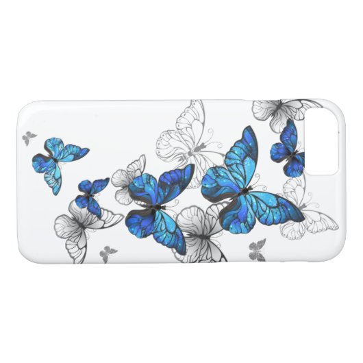 Blue Flying Butterflies Morpho Case-Mate iPhone Hülle (Rückseite (Horizontal))