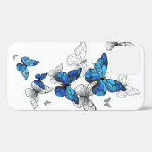 Blue Flying Butterflies Morpho Case-Mate iPhone Hülle (Rückseite (Horizontal))