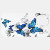 Blue Flying Butterflies Morpho Case-Mate iPhone Hülle (Rückseite (Horizontal))
