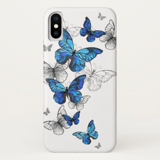 Blue Flying Butterflies Morpho Case-Mate iPhone Hülle (Rückseite)