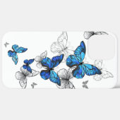Blue Flying Butterflies Morpho Case-Mate iPhone Hülle (Hinten (horizontal))