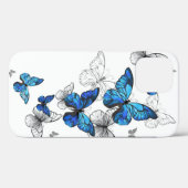 Blue Flying Butterflies Morpho Case-Mate iPhone Hülle (Rückseite (Horizontal))