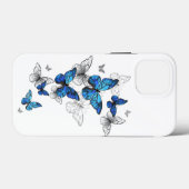 Blue Flying Butterflies Morpho Case-Mate iPhone Hülle (Rückseite (Horizontal))