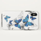 Blue Flying Butterflies Morpho Case-Mate iPhone Hülle (Rückseite (Horizontal))