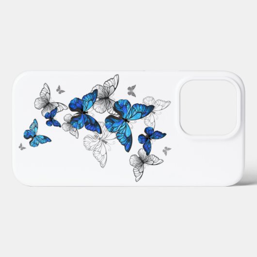 Blue Flying Butterflies Morpho Case-Mate iPhone Hülle (Rückseite (Horizontal))