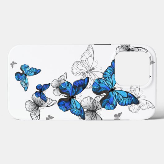 Blue Flying Butterflies Morpho Case-Mate iPhone Hülle (Rückseite (Horizontal))