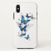 Blue Flying Butterflies Morpho Case-Mate iPhone Hülle (Rückseite)