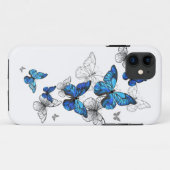 Blue Flying Butterflies Morpho Case-Mate iPhone Hülle (Rückseite (Horizontal))