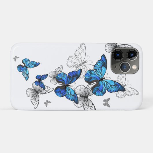 Blue Flying Butterflies Morpho Case-Mate iPhone Hülle (Rückseite (Horizontal))