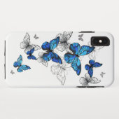 Blue Flying Butterflies Morpho Case-Mate iPhone Hülle (Rückseite (Horizontal))
