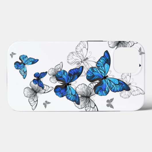 Blue Flying Butterflies Morpho Case-Mate iPhone Hülle (Rückseite (Horizontal))